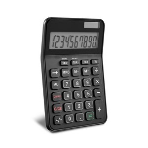 TRU RED Staples 10 -Digit Battery/Solar Powered Basic Calculator Black (ST240-CC) - 1 of 4