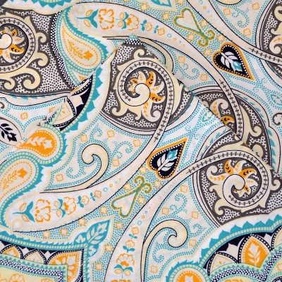 Twin Blue and Yellow Cotton Percale Sheet Set