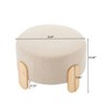 24.8" Round Ottoman, Plush Teddy Velvet Footstool with Natural Wood Legs, 24.8"x24.8"x15.94"H - 3 of 4