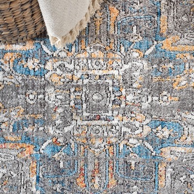 Izmir Vintage Medallion 4' x 6' Reversible Area Rug in Gray, Mustard, and Turquoise