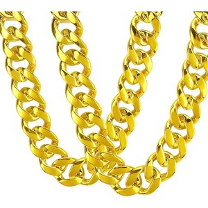 2-Pack Chunky Fake Gold Hip Hop Chains for Men - 90s Rapper Costume Necklace Accessory - 1 of 4