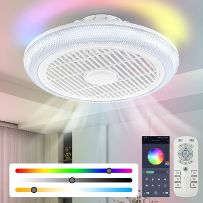 Blitzhome 16" Ceiling Fan with Dimmable LED Light, 6-Speed, RGB Bladeless, Remote & App Control