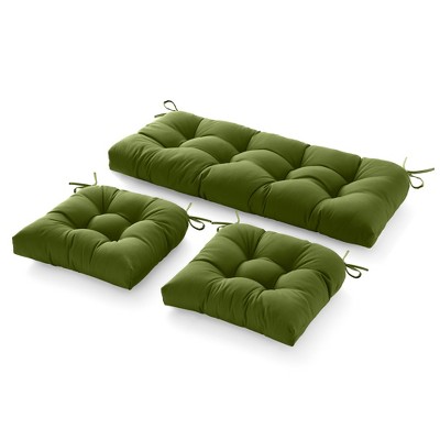 ARTPLAN 3 Pieces Outdoor Chair Cushions Clearance with Ties,44x19x5 Inches,1 Love seat &2 U-Shape Tufted Patio Bench Cushions for Outdoor Furniture