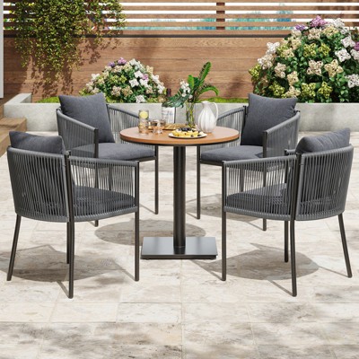 Maggift Patio Seating Sets, Outdoor Dining Set for 5, Patio Table and Chairs Set for Lawn, Deck Backyard, Poolside, Gray, 18.9"*24.6"*30.5"