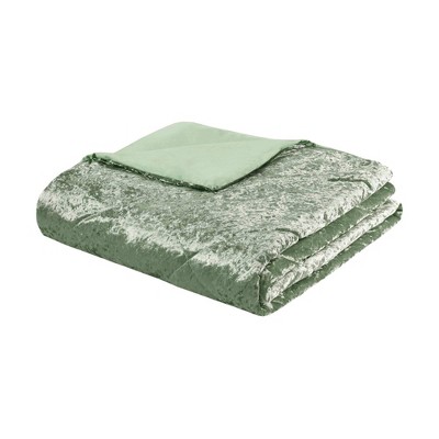 Green Velvet Twin/Twin XL Duvet Cover Set with Decorative Pillow