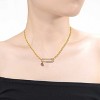 Guili Children's 14K Gold Plated with Ruby & Cubic Zirconia Heart Charm Dangle Paperclip Adjustable Necklace, A Sweet & Elegant Jewelry Gift - 2 of 2