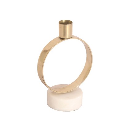 VIP Marble 6 in. Gold Round Candle Holder