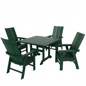 WestinTrends 5 Piece Outdoor Patio Dining Square Table and Modern Armchair Set - 1 of 2