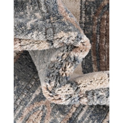 Navy Blue Rectangular Indoor Geometric Easy-Care Area Rug