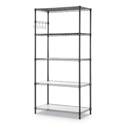 Alera 5-Shelf Wire Shelving Kit 5 Shelves 36" x 18" x 72" Black Anthracite SW653618BA
