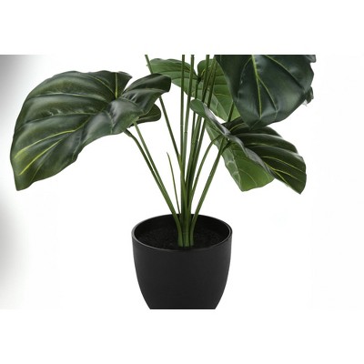 24" Tall Green Alocasia Faux Plant in Black Pot