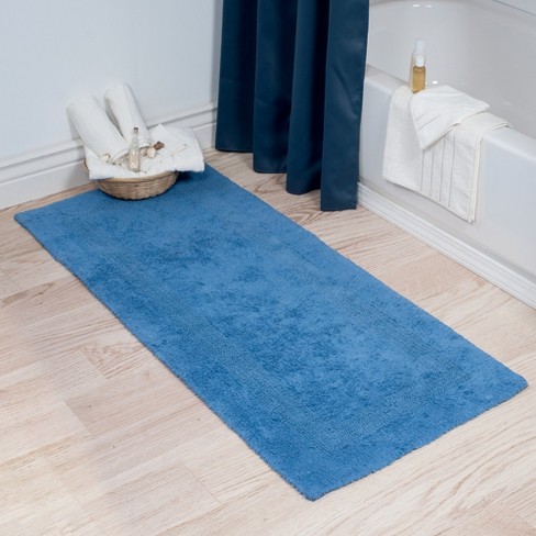 Cotton Bathmat - Reversible 24x60-inch-long Bathroom Runner - Soft,  Absorbent, And Machine Washable Rug By Lavish Home (blue) : Target