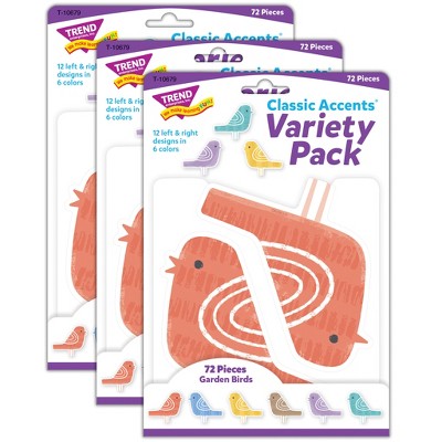 TREND Garden Birds Classic Accents® Variety Pack, 72 Per Pack, 3 Packs