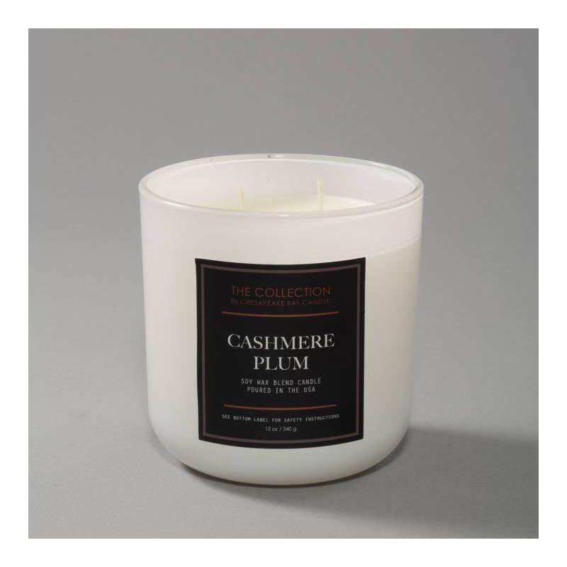 2-Wick White Glass Cashmere Plum Lidded Jar Candle 12oz - The Collection By Chesapeake Bay Candle, 3 of 10
