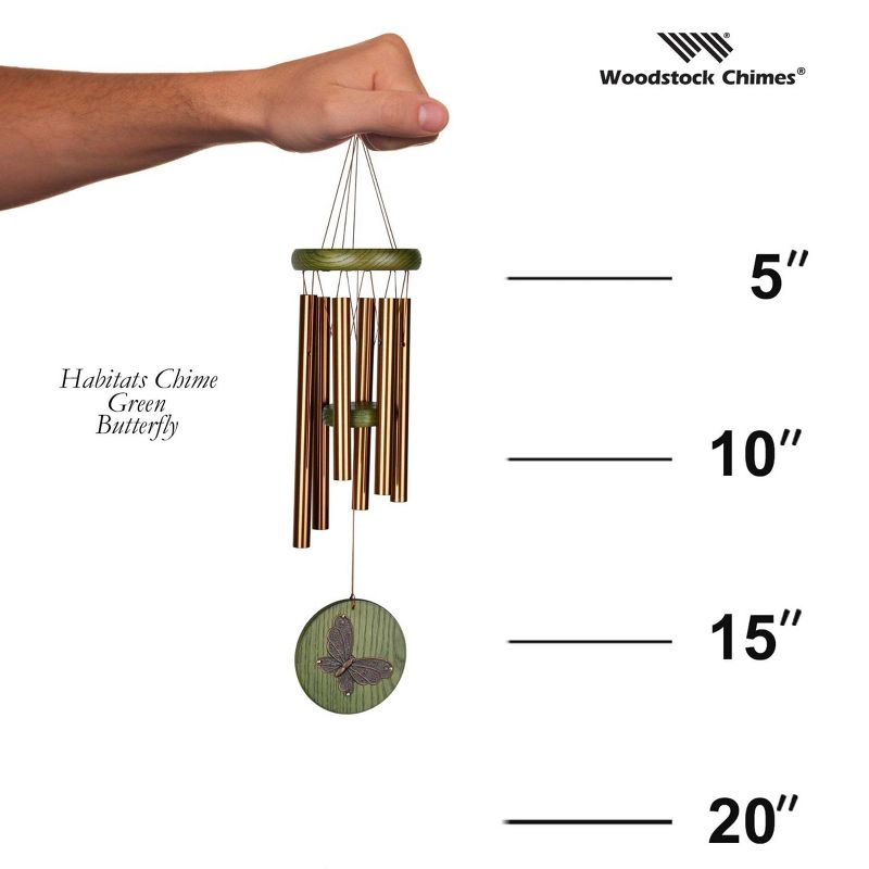 Woodstock Windchimes Habitats Chime Green, Butterfly, Wind Chimes For Outside, Wind Chimes For Garden, Patio, and Outdoor Décor, 17"L, 5 of 9