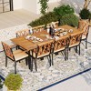 Tangkula 9 PCS Patio Dining Set w/ 8 Chairs Acacia Wood Table Top Umbrella Hole for Yard - 3 of 4