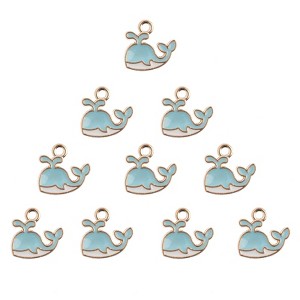 John Bead Sweet & Petite Small Simple Cute Charms Craft Embellishments Whale 14x13mm Light Blue 10 Pieces - 1 of 4