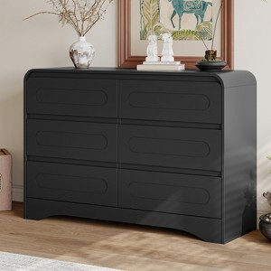 SOLACEFURNITURE 47" Wide 6 Drawers Dressers, Wood Closet Clothes Storage Dressers Organizer for Bedroom - 1 of 4