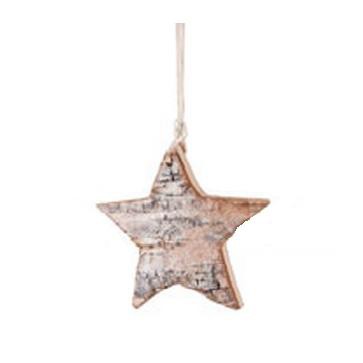 Gallerie II 4.25" Country Cabin Glitter Birch Wooden Star Christmas Ornament