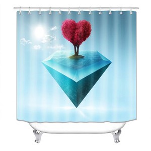 Heart Shaped Tree On The Stone Shower Curtains for Bathroom Waterproof Fabric Bath Curtain Durable Soft Stylish Bathroom Decor 72x72 Inch - 1 of 1