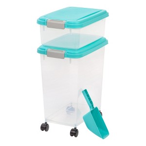 IRIS USA 30lbs+11lbs Airtight Pet Food Storage Container Combo with Scoop and Casters, up to 41lbs - 1 of 4