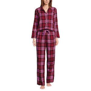Lands' End Women's Flannel 2 Piece Pajama Set - Long Sleeve Shirt and Pants - 1 of 4