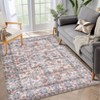 Machine Washable Vintage Distressed Floral Printed Area Rug Low Pile Stain Resistant Non Slip Non Shedding Indoor Mat - 2 of 4