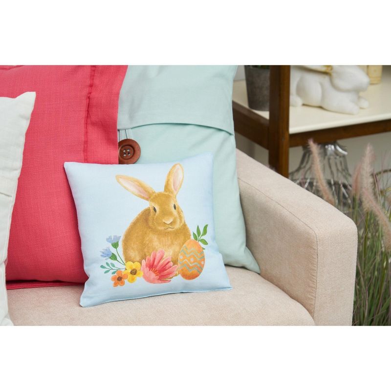 C&F Home 10" x 10" Blue Floral Bunny Woven Throw Pillow, 4 of 6