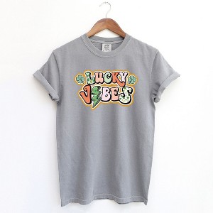 Simply Sage Market Women's Lucky Vibes Lightning Bolt Short Sleeve Garment Dyed Tee - 1 of 2