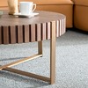 Lyngins Modern Handcraft Drum Coffee Table, 31.5" Center Coffee Table with Stainless Steel Pedestal Base – Manchurian Ash Grain, Living Room Table - 4 of 4