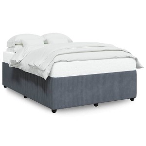 vidaXL - Velvet upholstered Bed Frame/Bedstead Queen Mattress Base Dark Gray 79.9x60.2x18.1 inches Bedroom Furniture Stable Pine Wood slats - 1 of 4