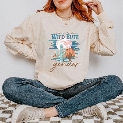 Simply Sage Market Wild Blue Yonder Garment Dyed Long Sleeve - XL - Ivory