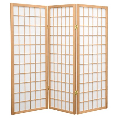 4 ft. Tall Window Pane Shoji Screen - Natural (3 Panels)