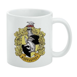 Harry Potter Hufflepuff Painted Crest Ceramic Coffee Mug, Novelty Gift Mugs for Coffee, Tea and Hot Drinks, 11oz, White - 1 of 4