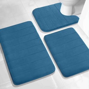 BAGOKIE 3-Piece Memory Foam Bath Mat Set - 1 of 4