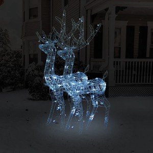 vidaXL Acrylic Reindeer Christmas Decorations 2 pcs 47.2 in. Cold White - 1 of 4
