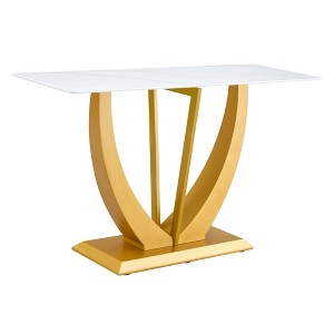 NicBex 50Inch Minimalist Rectangular Dining Table with Tempered Glass Tabletop and MDF Legs - 1 of 4