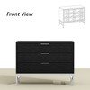 FUFU&GAGA Modern Black Nightstand: 3 Drawers with Geometric Textures, Metal Legs – Elevate Bedroom Style - 4 of 4