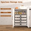Dolonm White Mobile Storage Cabinet 27.36" - 4 Locking Casters, Multi-Tier Shelves for Kitchen/Office, Farmhouse Style - 4 of 4