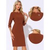 INSPIRE CHIC Women's 3/4 Sleeve Split Neck Wear to Work Business Sheath Dresses - 2 of 4