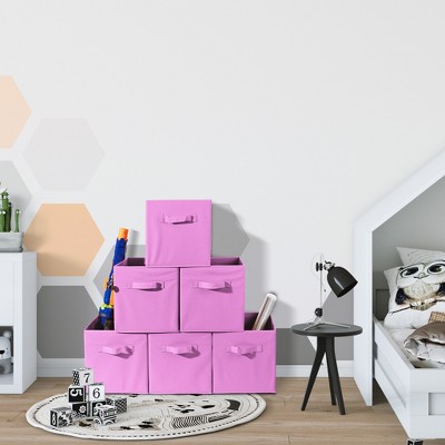 Pastel Pink 11 Inch Foldable Fabric Storage Cubes - Set of 6