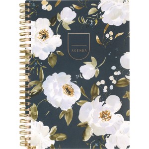 Leah Bisch Weekly/Monthly Floral Planner, Floral Artwork, 8.5" x 6.38", Blue/White/Gold Cover, 12-Month (Jan to Dec): 2025 - 1 of 1