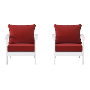 WestinTrends Avalon Outdoor Modern HDPE Patio Club Chairs with Deep Seat Cushions (Set of 2) - 1 of 4