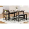 Vintage Kitchen Dining Set with Table and 2 Upholstered Benches, Perfect for Small Spaces and Seating for Two - 2 of 4