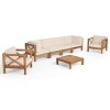Christopher Knight Home Jeremy 7 piece Outdoor Acacia Wood Sectional Seating Set with Slatted Coffee Table and Cushions - 2 of 4