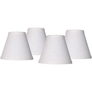 Springcrest Set of 4 Hardback Empire Lamp Shades White Linen Small 3" Top x 6" Bottom x 5" High Candelabra Clip-On Fitting - 1 of 4