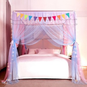 YEERSWAG Elegant Princess Twin Size Bed Canopy Bed Curtain Nets Holiday Present For Girls - 1 of 4