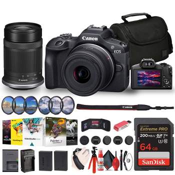 Canon EOS R100 Mirrorless Camera with 18-45mm and 55-210mm Lenses Kit + Filters + More