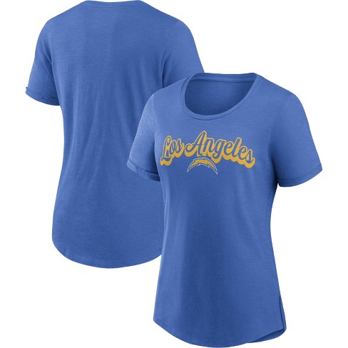 Nfl Los Angeles Chargers Women's Heather Short Sleeve Scoop Neck Bi-blend T- shirt - Xl : Target