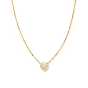 Kendra Scott Lydia Pendant Necklace - Gold/Pearl: 14K Gold Over Brass, Lobster Claw Clasp, 19" Length - 1 of 3